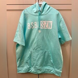 Baseball lifestyle 101 Teal Short Sleeve Hoodie- mens XL